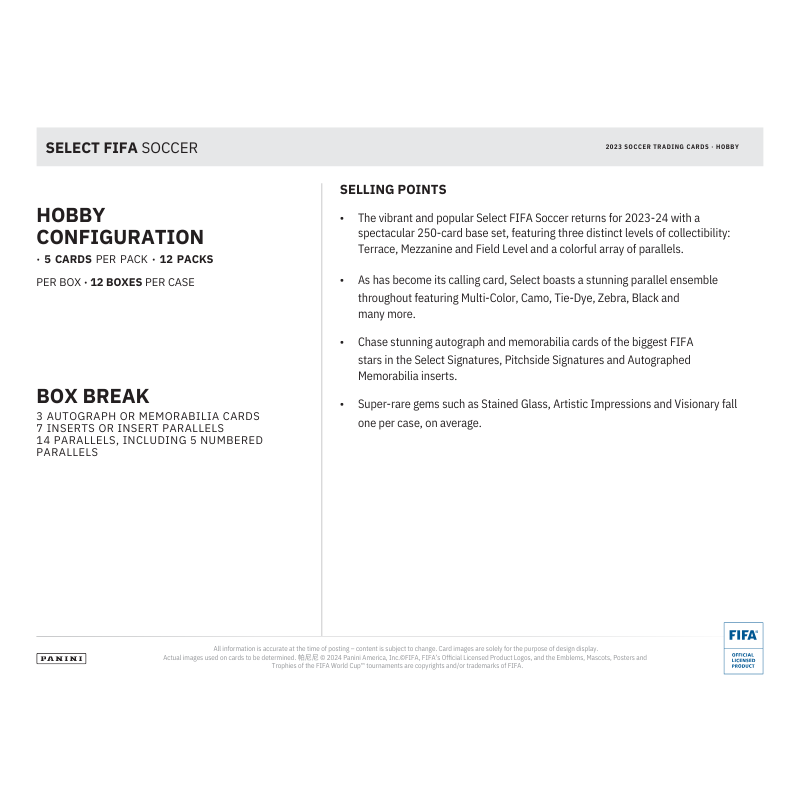 2023/24 Panini Select FIFA Soccer Hobby Box