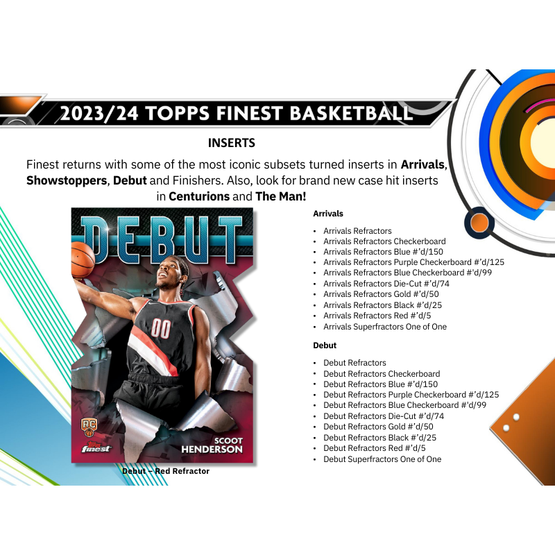 2023/24 Topps Finest Basketball Hobby 8 Box Case
