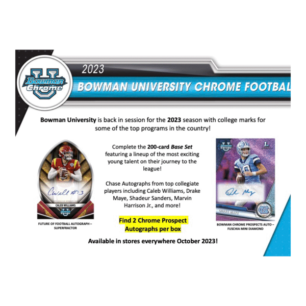 2023 Bowman University Chrome Football Hobby Box - Image 2