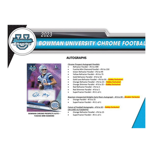 2023 Bowman University Chrome Football Hobby Box - Image 5