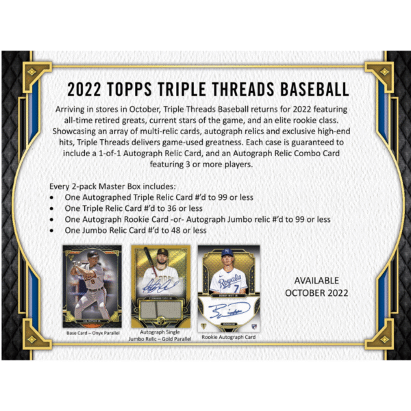 2022 Topps Triple Threads Baseball Hobby Box - Image 2
